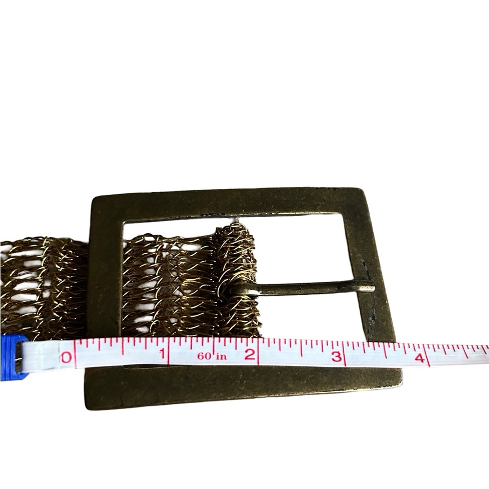 Gold Green Beaded Chunky Metal Retro Artsy Belt - Picture 11 of 12